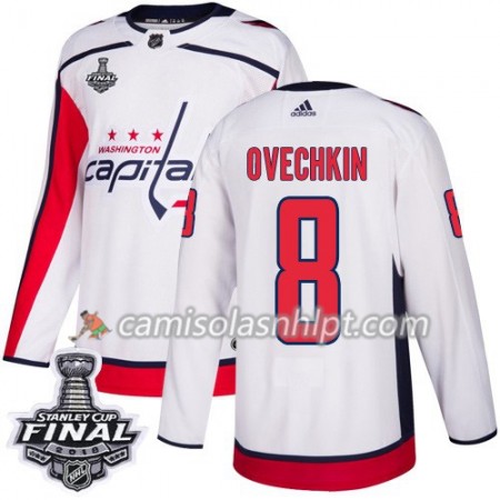 Camisola Washington Capitals Alex Ovechkin 8 2018 Stanley Cup Final Patch Adidas Branco Authentic - Homem